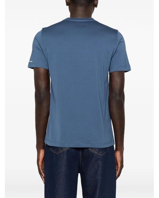 Kiton Blue Logo-Embroidered T-Shirt for men