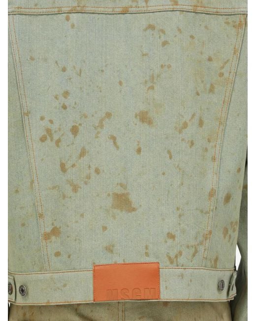 MSGM Green Stained Denim Jacket for men