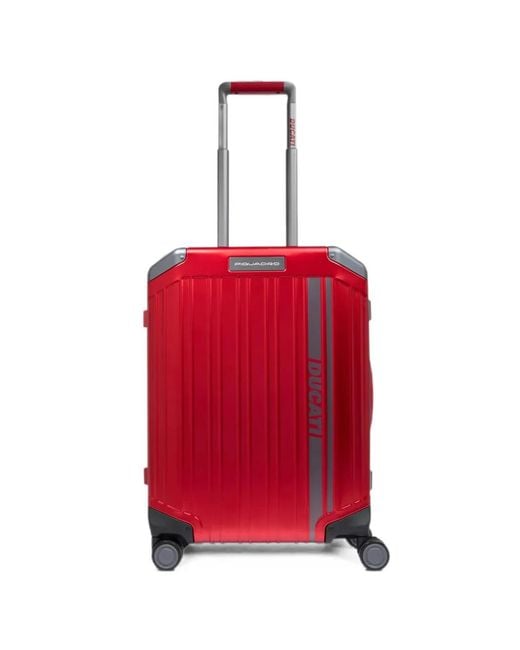 Piquadro Red X Ducati Logo-Detail Cabin Trolley