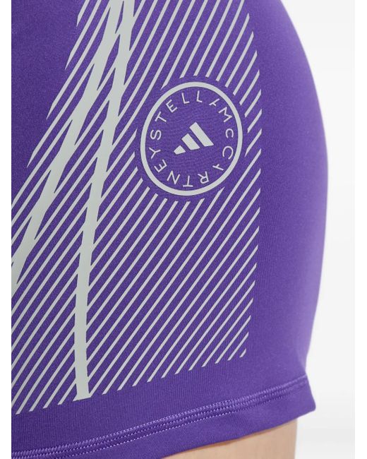 Adidas By Stella McCartney Purple Reflective-Stripe Running Shorts