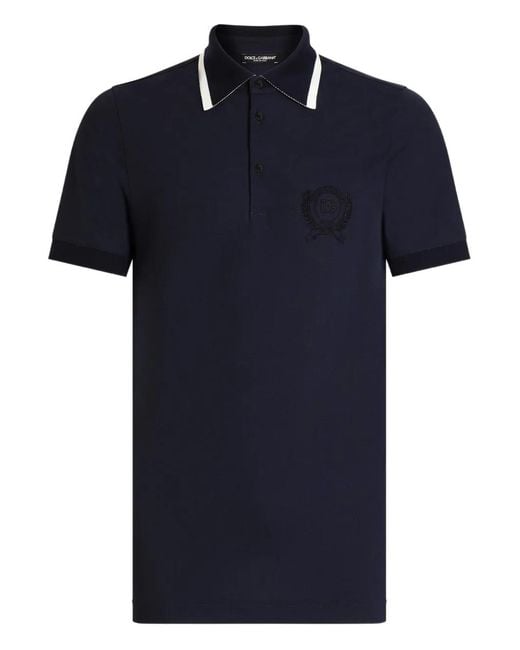 Dolce & Gabbana Blue Embroidered Logo Polo Shirt for men