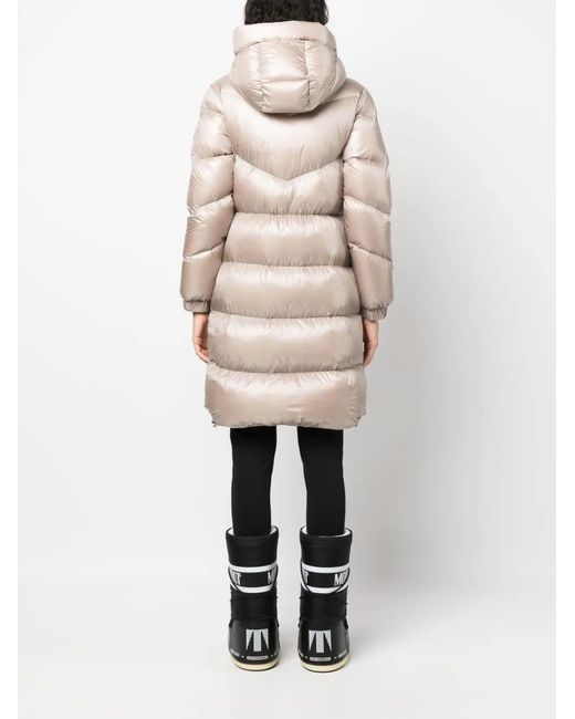 Woolrich Natural Logo-Patch Padded Hooded Coat