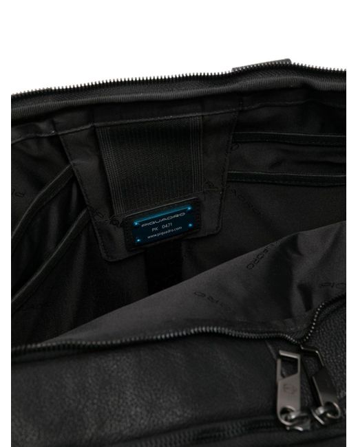 Piquadro Black Logo-plaque Leather Laptop Backpack for men