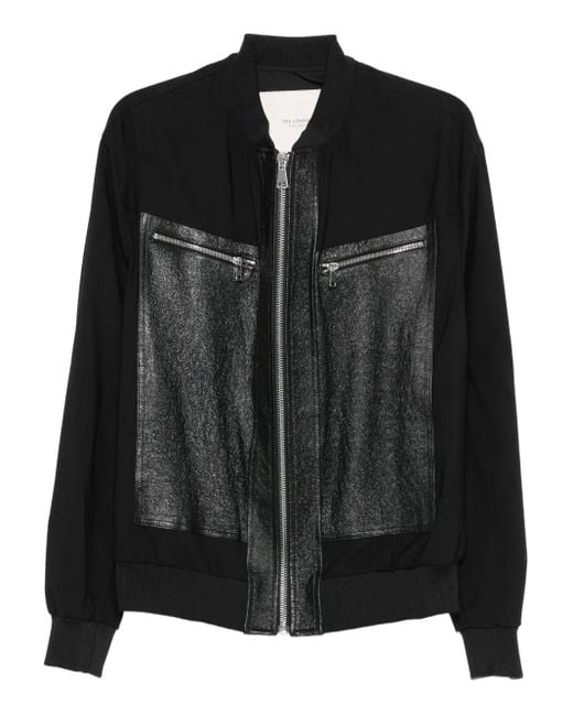 Yes London Black Panelled Zip-Front Jacket for men