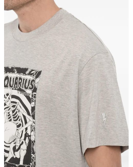 Neil Barrett Gray Logo-Print T-Shirt for men