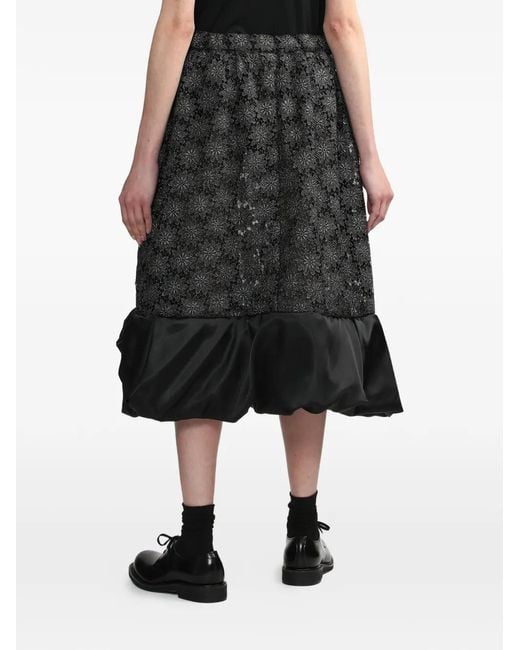 Comme des Garçons Black Floral-Print Midi Skirt