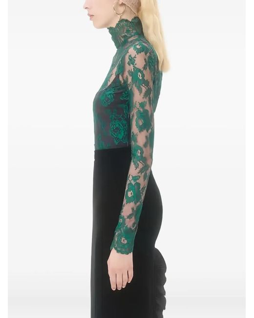 Valentino Garavani Green Floral Lace Blouse