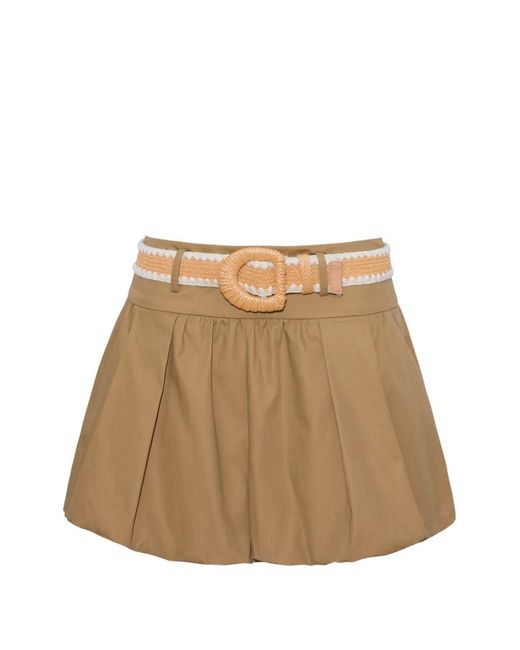 Cara Cara Natural Belted Bubble-Hem Shorts