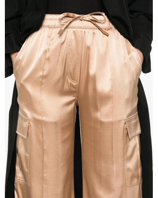 Tom Ford Natural Relaxed Fit Wide Leg Trousers With Cargo Pockets