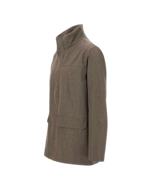 Herno Brown High-Collar Flap-Pockets Parka for men