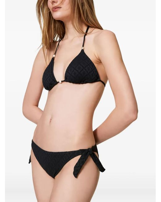 Twinset Black Broderie Anglaise Triangle Bikini Top