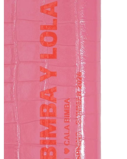 Bimba Y Lola Pink Crocodile-Effect Zip Wallet