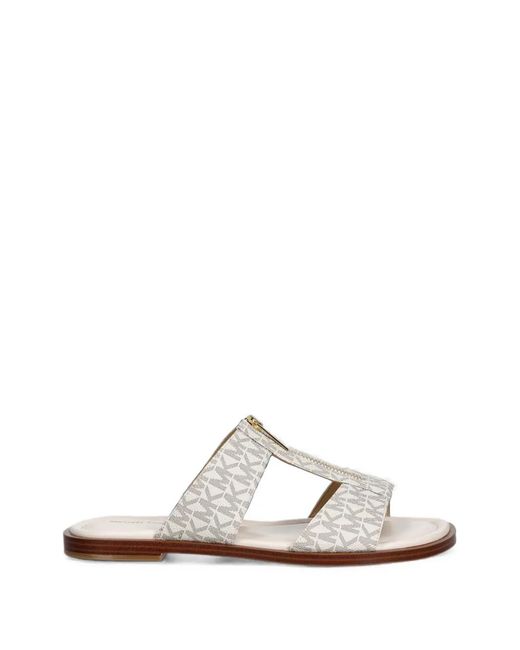 MICHAEL Michael Kors White Berkley Signature Logo Slide Sandals