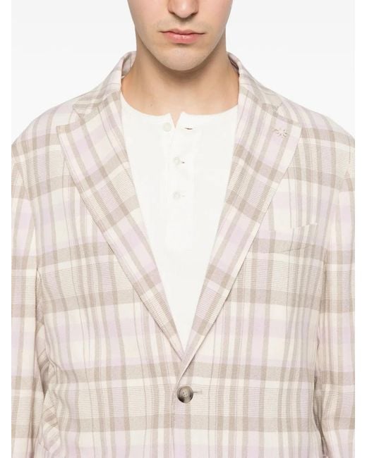 Manuel Ritz Natural Nuvola Check-Pattern Jacket for men