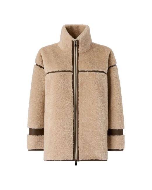 Pinko Natural Faux-Shearling Panelled Coat