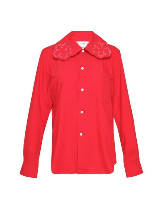 Comme des Garçons Flower-Embroidered Scalloped-Collar Shirt