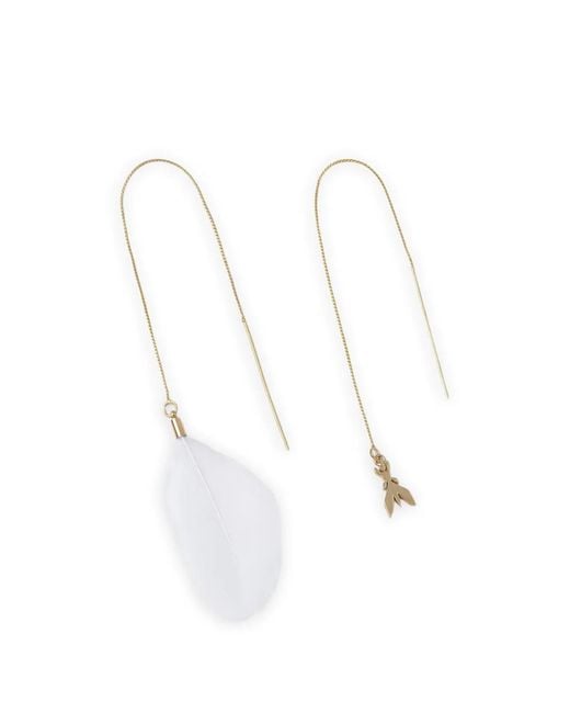 Patrizia Pepe White Fly-Motif Feather-Pendant Earrings