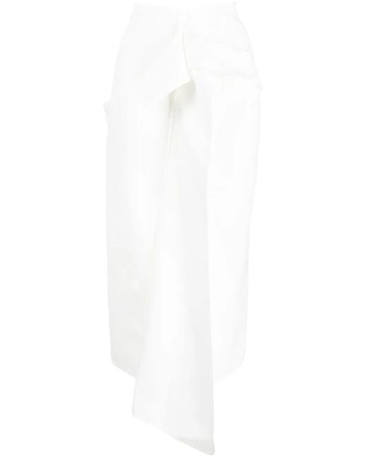 Maticevski White Draped-Detail Skirt