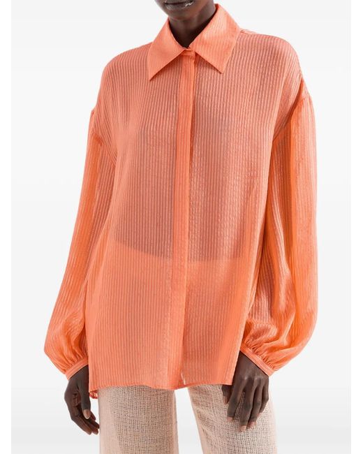 Genny Orange Balloon-Sleeve Top