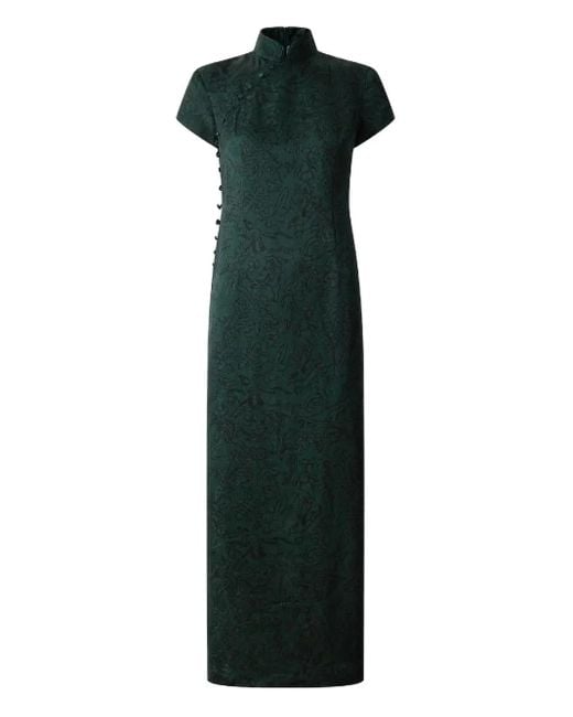 Abito Lungo Con Motivo Jacquard di Shanghai Tang in Green