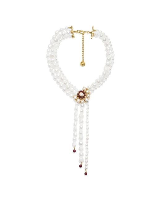 Goossens White Perles Baroques Tie Necklace