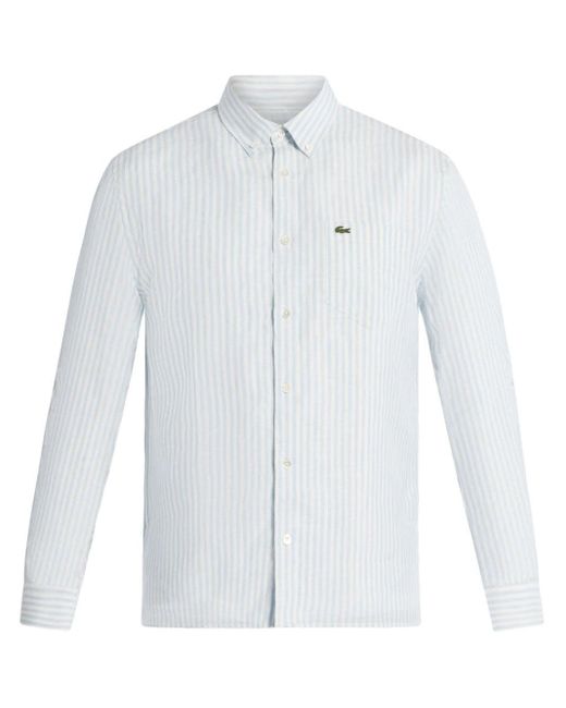 Lacoste Gestreiftes Hemd mit Logo-Applikation in White für Herren