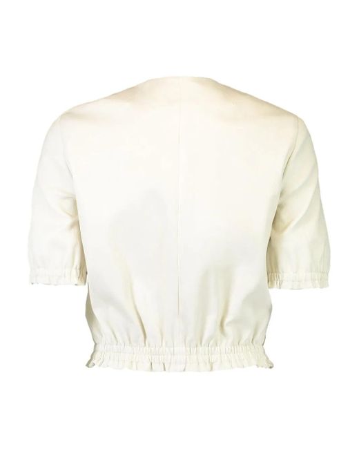 Susan Bender White Pearl-Button Leather Jacket