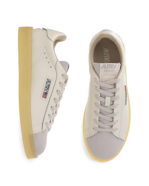 Autry White Dallas Suede-Panel Sneakers for men