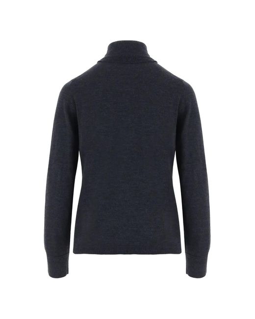 Allude Blue Roll-Neck Wool Sweater