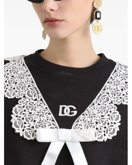 Dolce & Gabbana Black Lace-Detail Sweatshirt