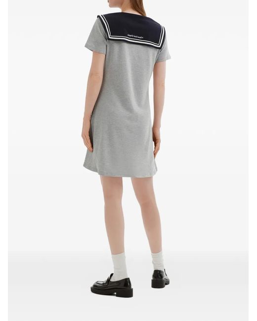 Chocoolate Gray Sailor Collar Short Sleeve Dress