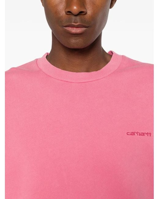 Carhartt Pink Benton Logo-Embroidered Sweatshirt for men