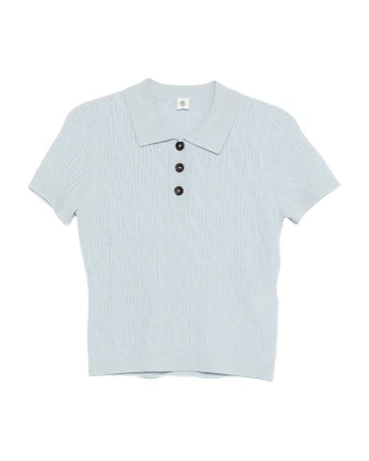 THE GARMENT Blue Como Cable Buttoned Polo Shirt