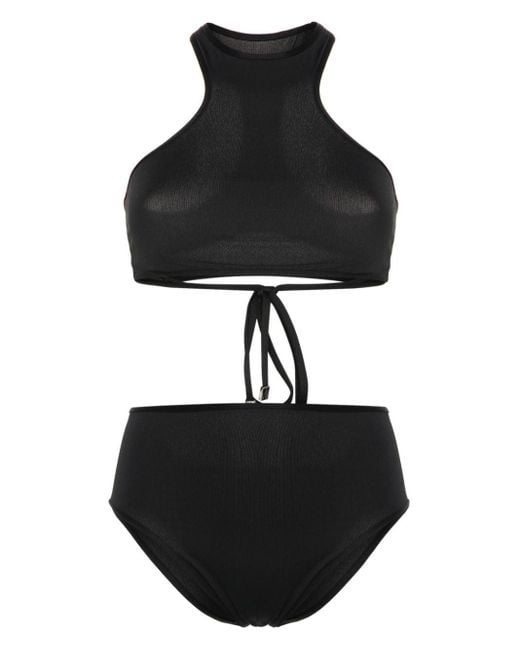 The Attico Black Mesh-panelling Bikini