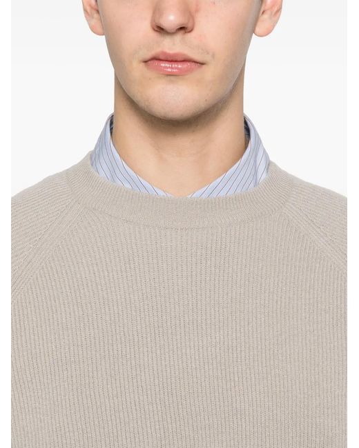 Hōsio White Crew-Neck Sweater for men