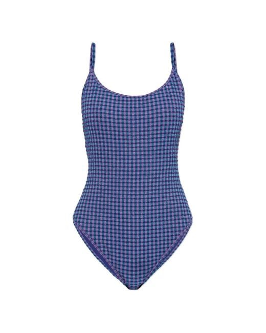 The Upside Blue Gingham-Pattern One-Piece