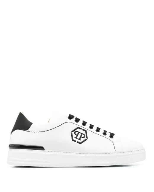 Philipp Plein White Low-Top Leather Sneakers