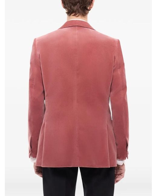 Fursac Pink Shawl-Lapel Velvet Blazer for men