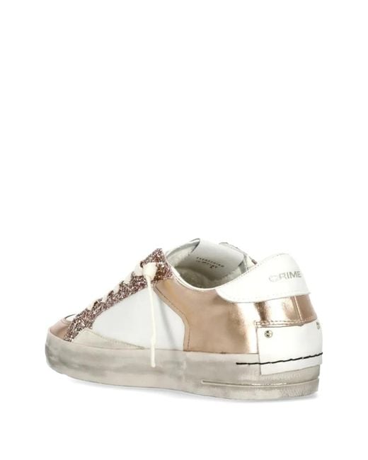 Crime London White Baskets À Empiècements En Cuir Sk8 Deluxe À Paillettes