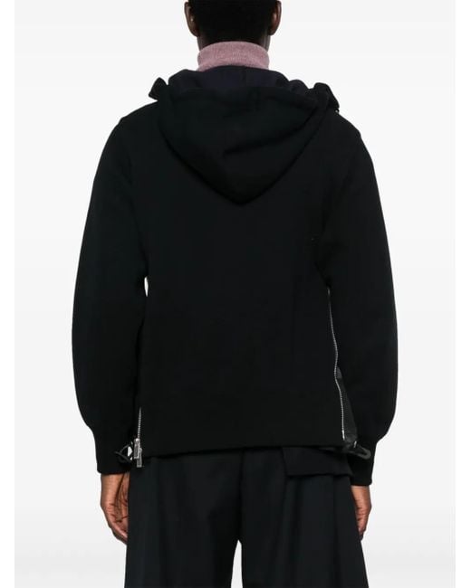 Sacai Black Sponge Sweat Zip-Up Hoodie