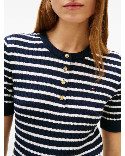 Tommy Hilfiger Blue Striped Button-Up T-Shirt