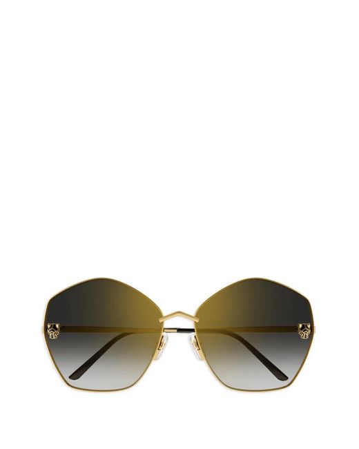 Cartier Green Geometric-Frame Sunglasses