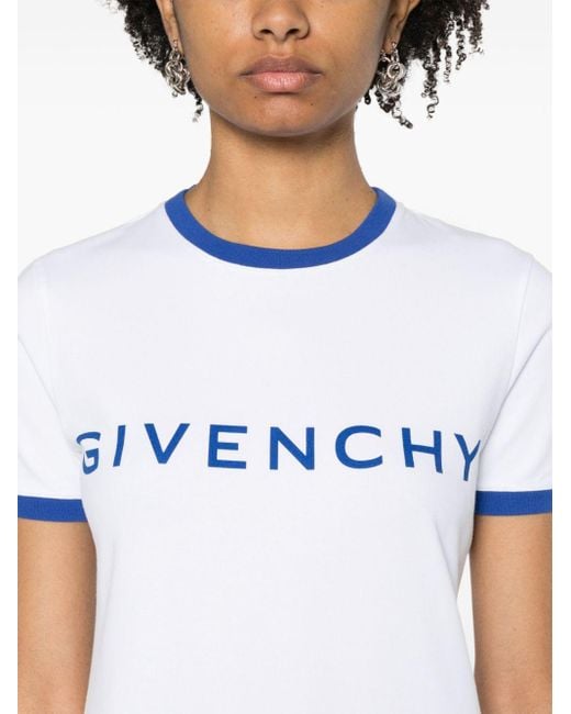 Givenchy White Logo-print Cotton-blend T-shirt