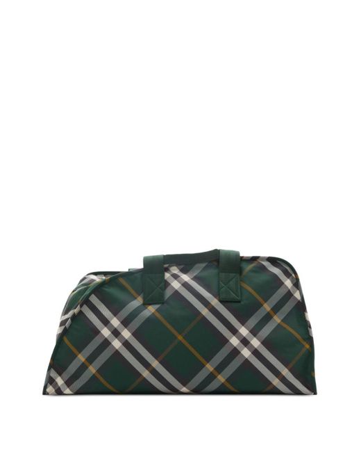 Burberry Green Shield Large Checked Duffle Bag for men
