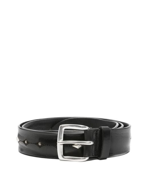 Orciani Black Studded Leather Belt for men