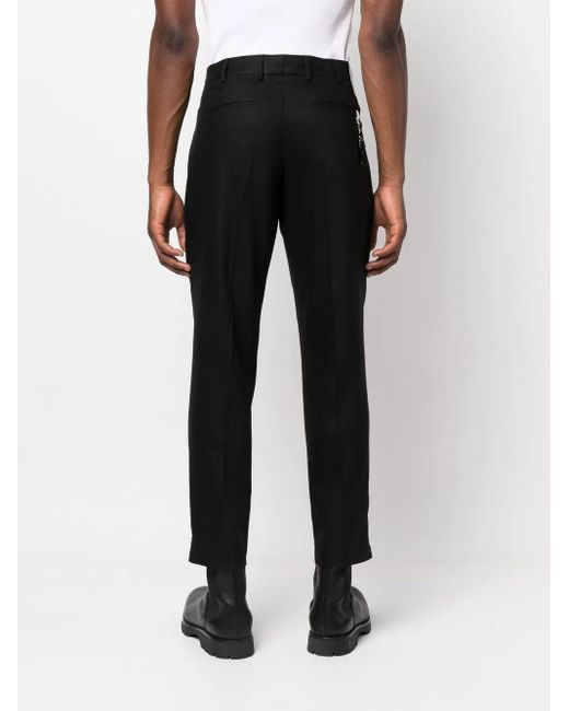 PT Torino Black Cropped Straight-Leg Trousers for men