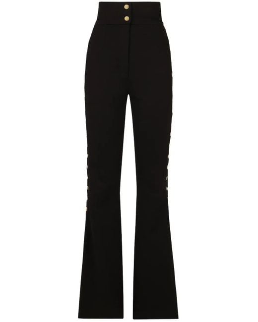 Dolce & Gabbana Black Button-Detail Bootcut High-Waisted Trousers