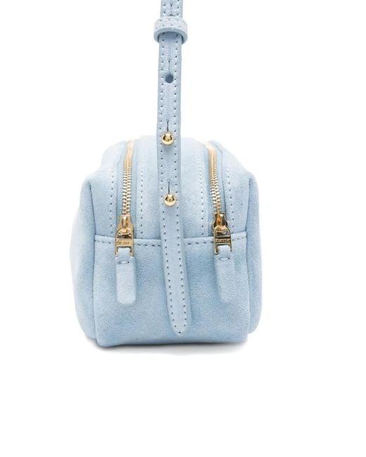 Elleme Blue Mini Trousse Double-Zip Cross Body Bag