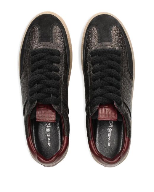 Kennel & Schmenger Black Croc-Effect Lace-Up Sneakers