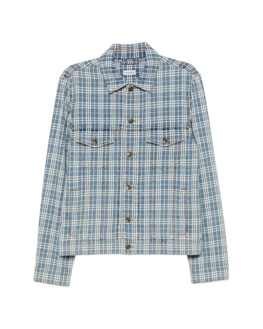 Burberry Blue Darwen Check-Print Denim Jacket for men